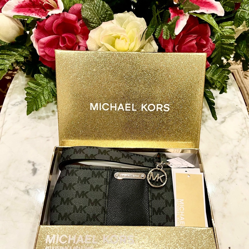 Michael Kors Adjustable Belt Waist Bag, Fanny Pack Black Gray
